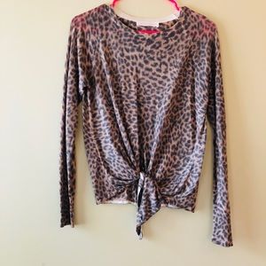 Leopard Tie Front Top